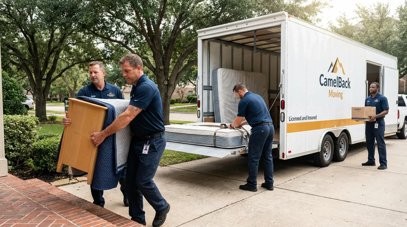 Crew loading residential truck for cross-state move from Bayard, NM